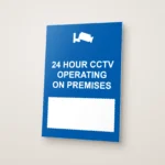 24 Hour CCTV Operating on Premises Write-On Sign: 24 Hour CCTV Operating on Premises Write On Sign printed on a rigid sign board