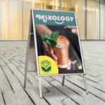 A1 A-Frame Pavement Signs: A frame pavement sign in front of a shop window