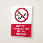 Battery Charging PPE and No Smoking Sign