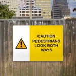 Caution Pedestrians Look Both Ways Sign