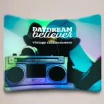 Wave Stretch Fabric Display Wall: Curved stretch fabric display wall with a printed graphic