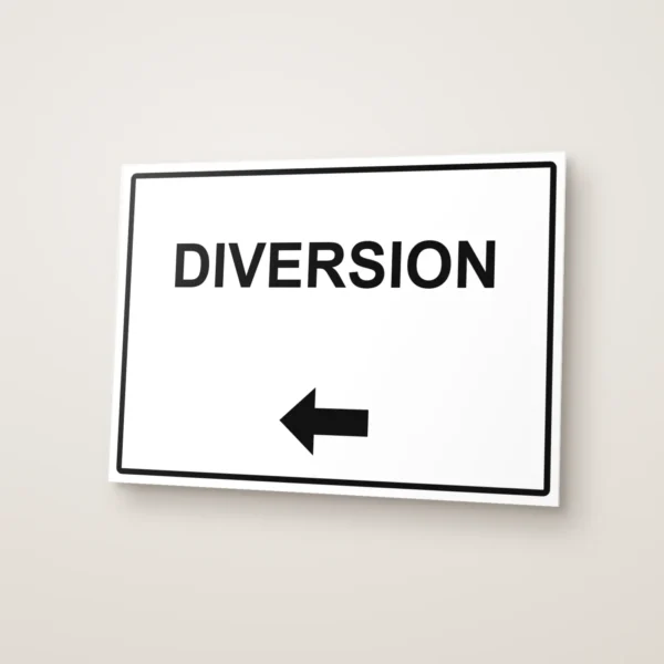 Diversion Arrow Left Sign