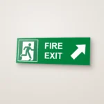 Fire Exit Running Man Arrow Diagonal Right Up (HTM 65) Sign