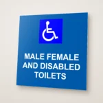 Male Female and Disabled Toilets Sign