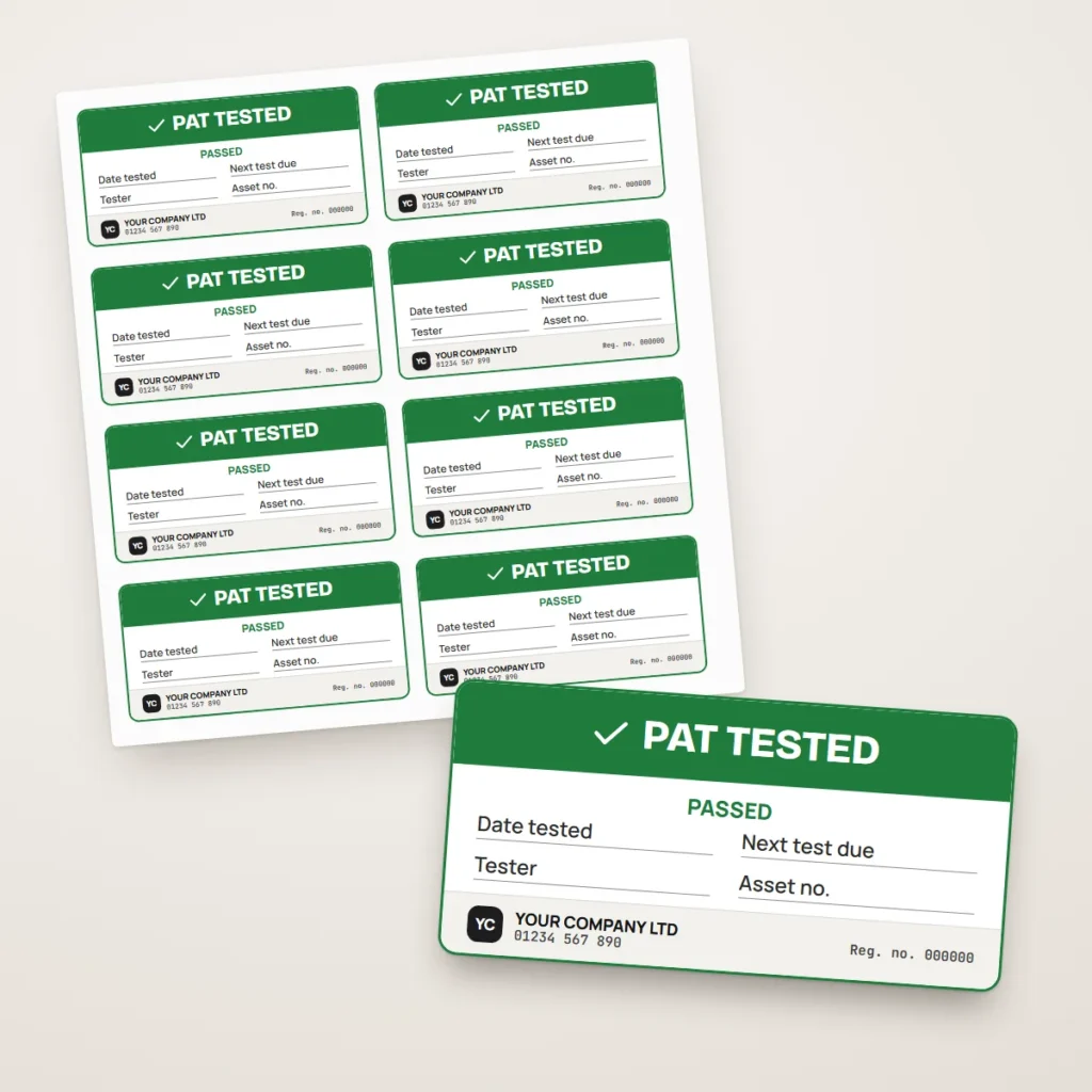 PAT Test Pass Labels (70) printed example