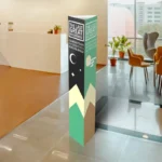 Cardboard Totem Displays: Printed cardboard totem display in an office reception