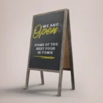 Printed Chalk Boards: Printed chalkboard A board reading We Are Open