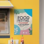 A1 Poster Printing: Printed outdoor poster on a cafe wall