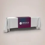 Printed Table Runners: Printed table runner over a white tablecloth