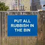 Put All Rubbish in the Bin Sign