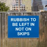 Rubbish to Be Left In Not On Skips Sign