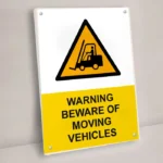 Warning Beware of Moving Vehicles Sign