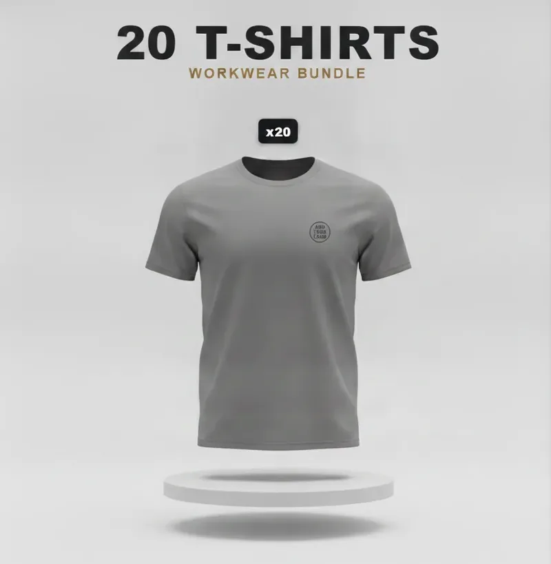 20 branded T-shirts with a logo on each garment