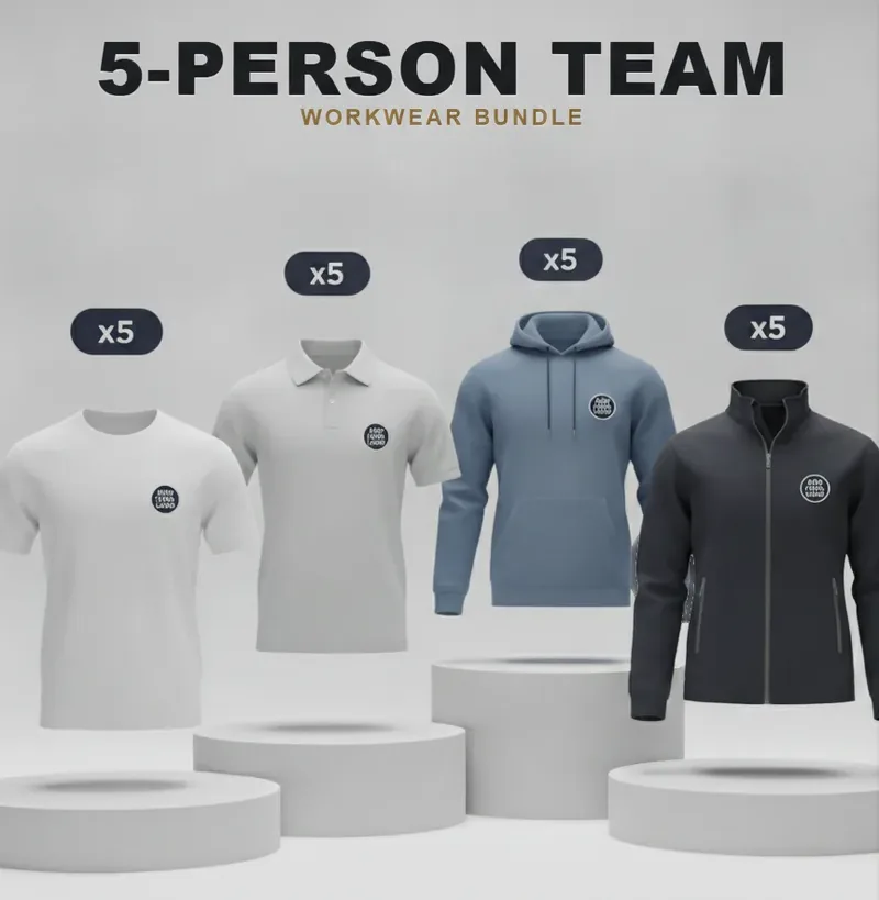 5-person team kit with a logo on each garment