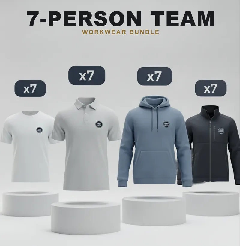 7-person team kit with a logo on each garment