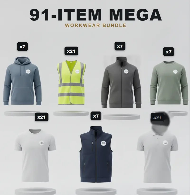 91-piece site pack with a logo on each garment