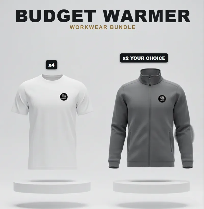 Budget warmer pack with a logo on each garment
