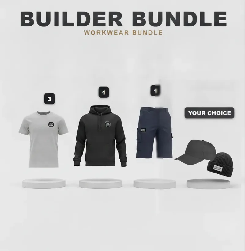 Builder's kit with a logo on each garment