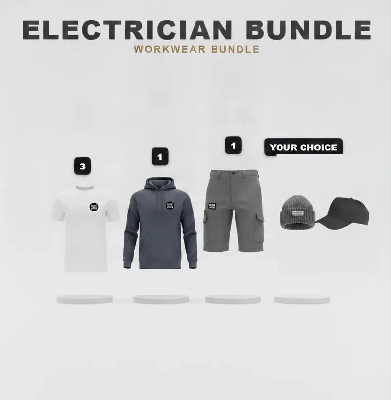 Electrician's kit with a logo on each garment