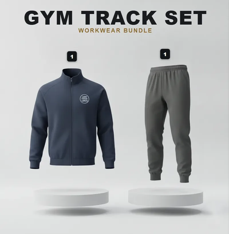 Gym tracksuit set with a logo on each garment