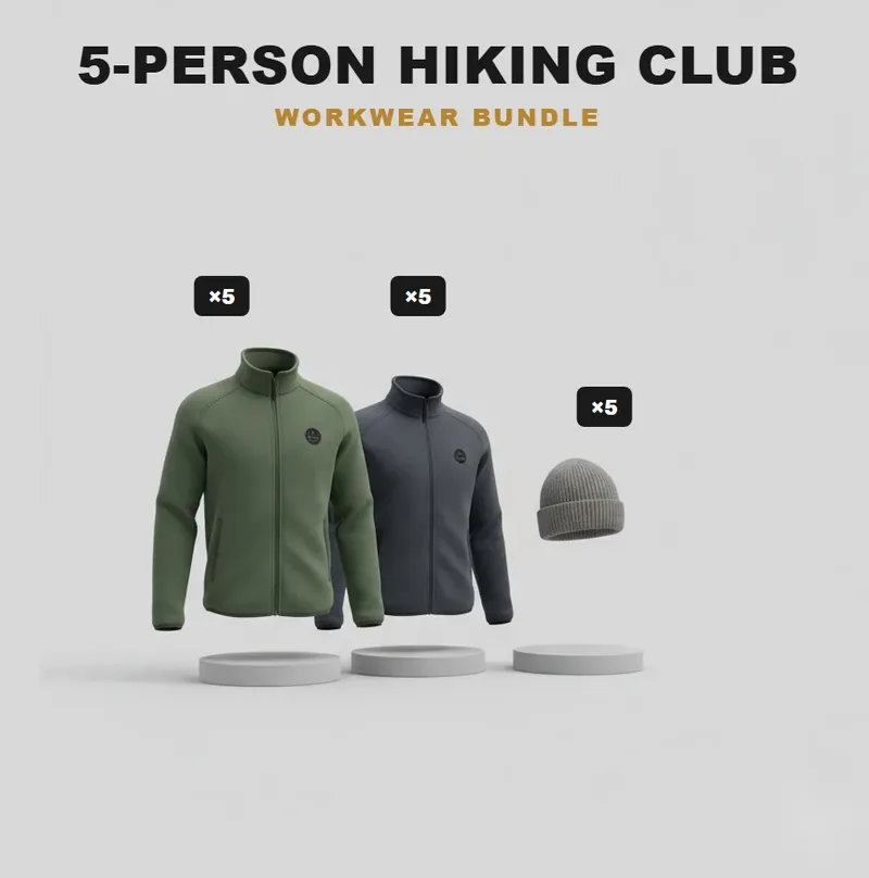 Walking club pack for 5 with a logo on each garment