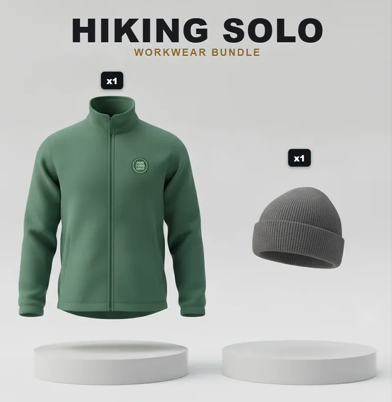 Outdoor solo pack with a logo on each garment