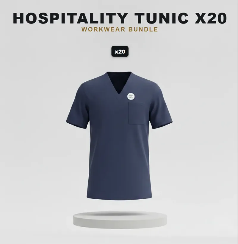 20 tunics with a logo on each garment