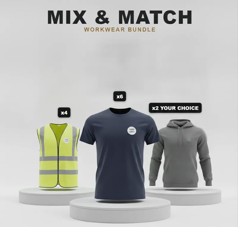 Mix and match pack with a logo on each garment