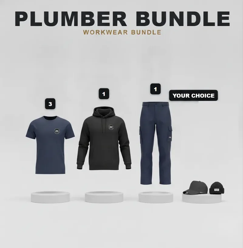 Plumber's kit with a logo on each garment
