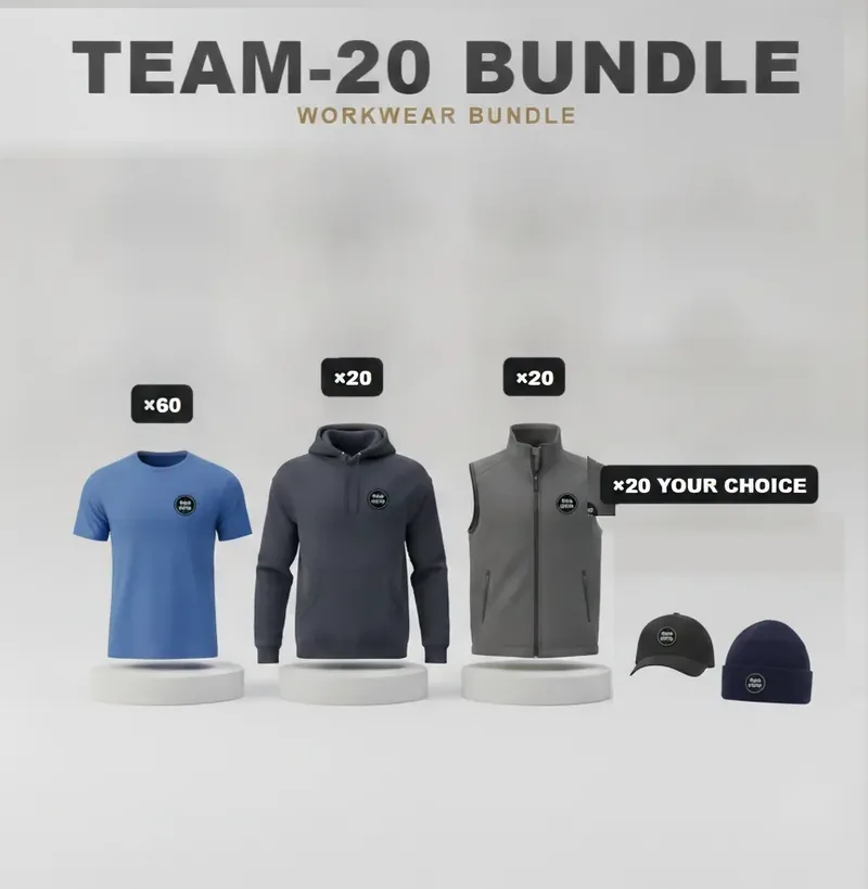 Team of 20 kit with a logo on each garment