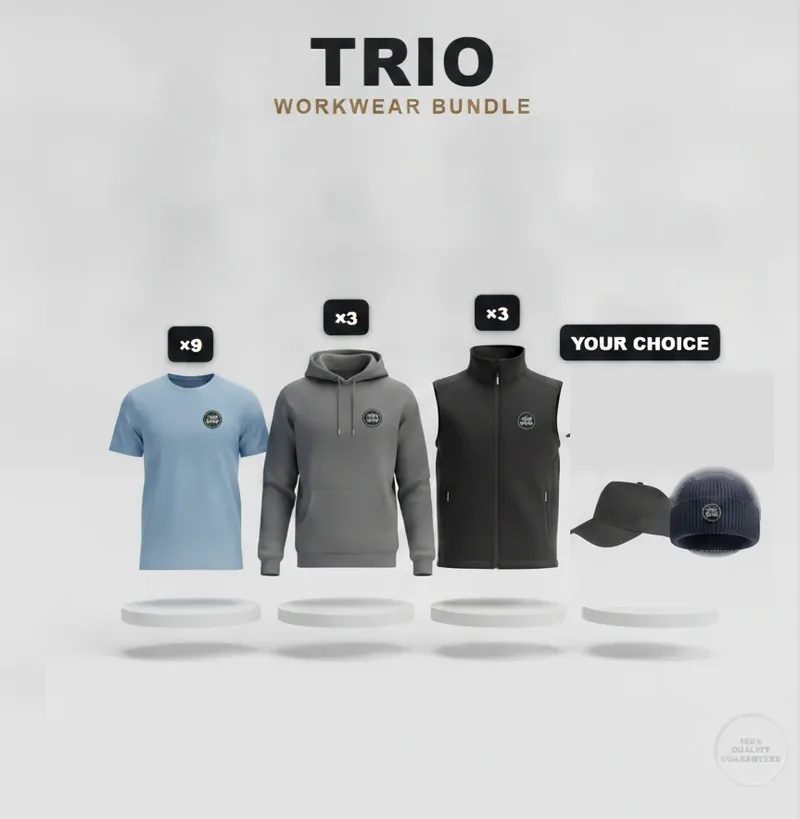 Team of 3 kit with a logo on each garment