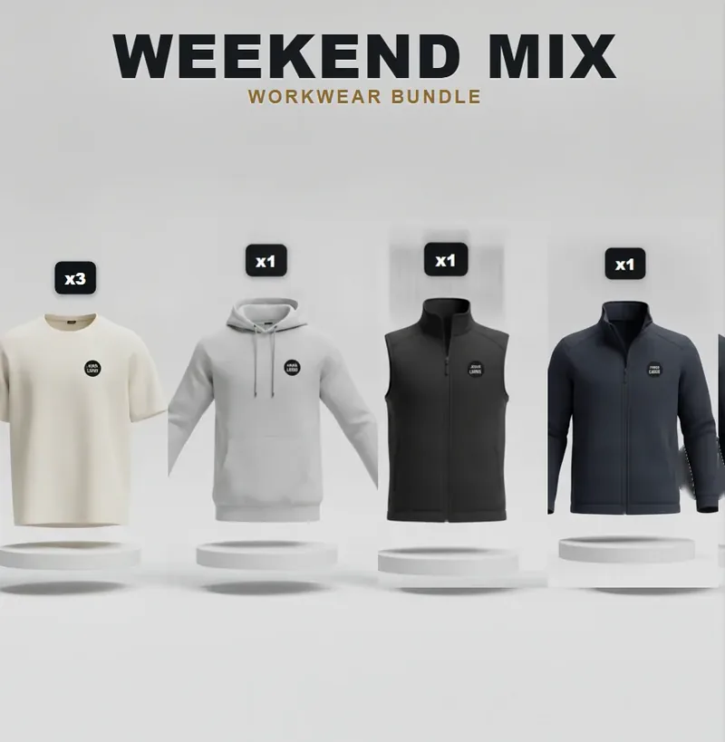 Weekend pack with a logo on each garment